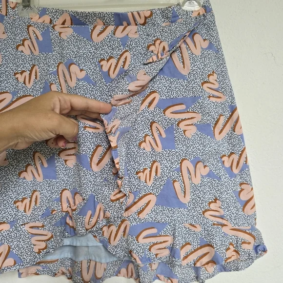 Retro 80s 90s Multi Memphis Style Ruffle Skirt Size Small Compañía Fantástica - Picture 5 of 11